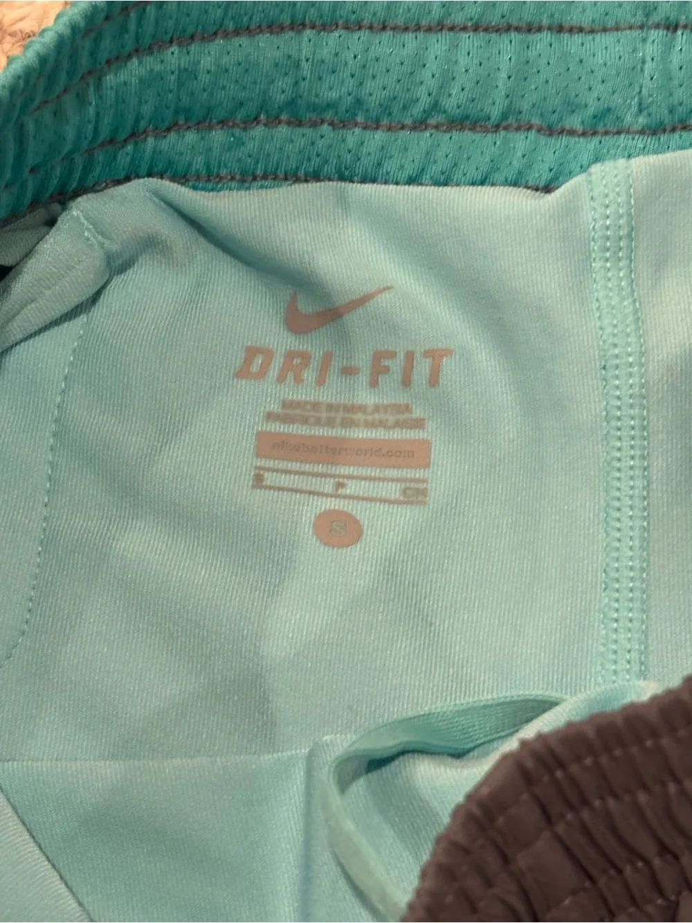 Nike Dri-Fit Women’s Small Charcoal Gray Athletic Shorts Running Teal Trim Lined